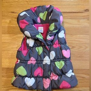 GYMBOREE Puffer Vest hearts hot pink fleece lined.